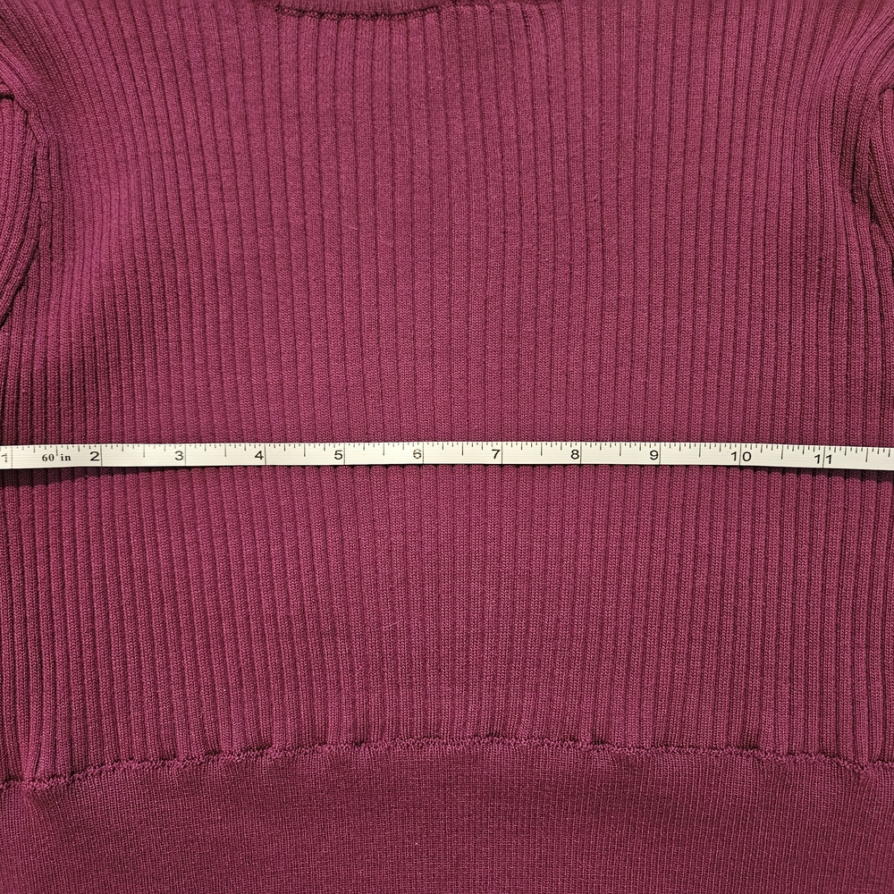 Zara Purple Puff-Sleeve Ribbed Knit Sweater Size S Minimalist Feminine Retro 80s - Picture 9 of 11